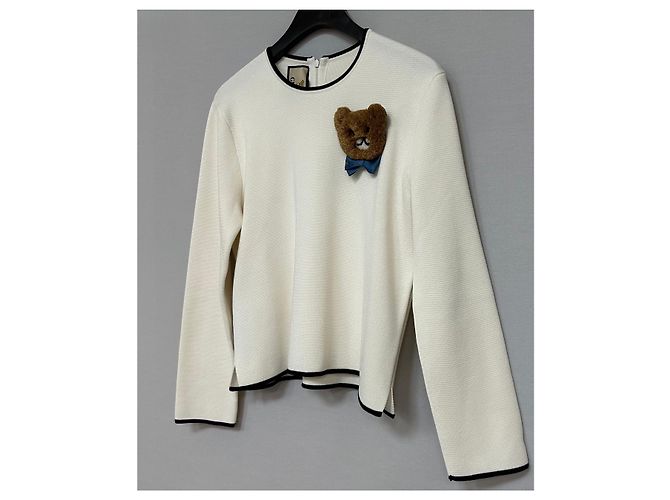 Gucci Broche Kai em malha de seda e algodão Prata - vista 3