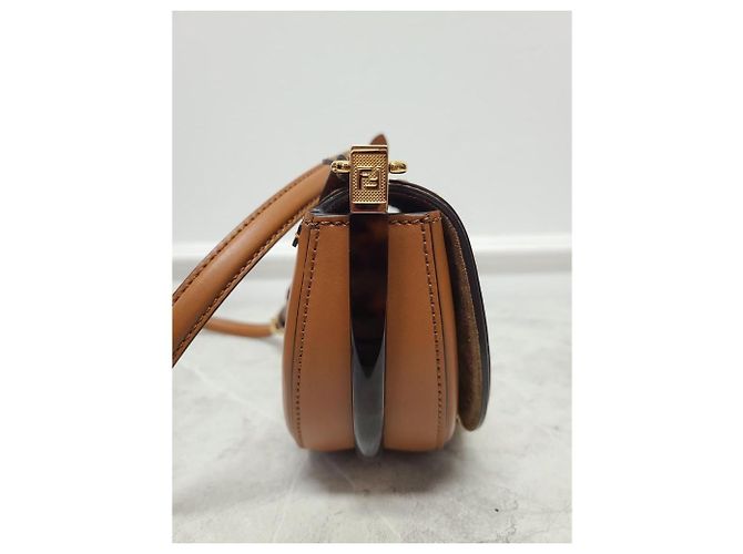 Fendi Borsa a tracolla Moonlight in pelle marrone e tonalità oro - vista 4