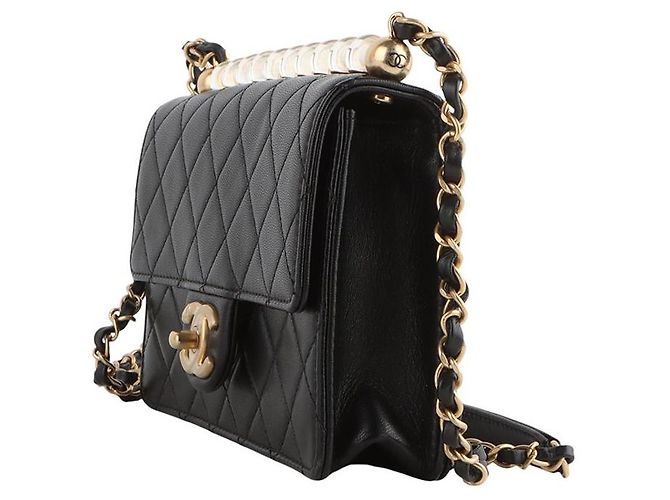 Chanel Borsa a tracolla con patta in perline acriliche Medium Nero - vista 2