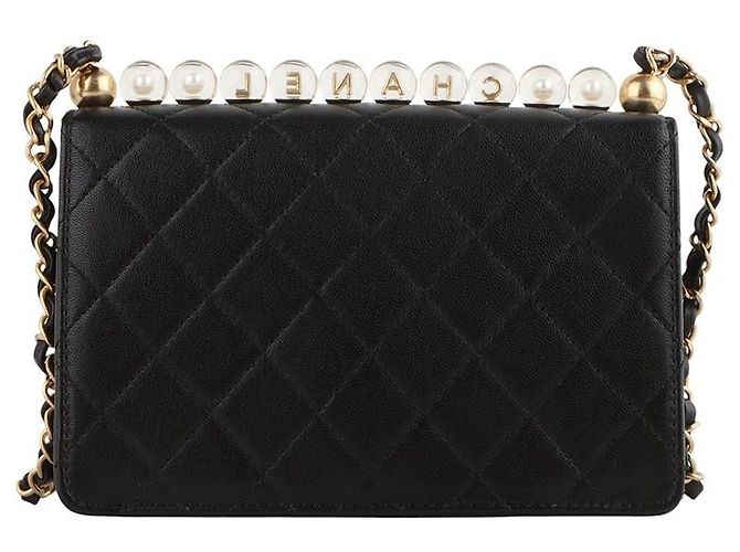 Chanel Borsa a tracolla con patta in perline acriliche Medium Nero - vista 3