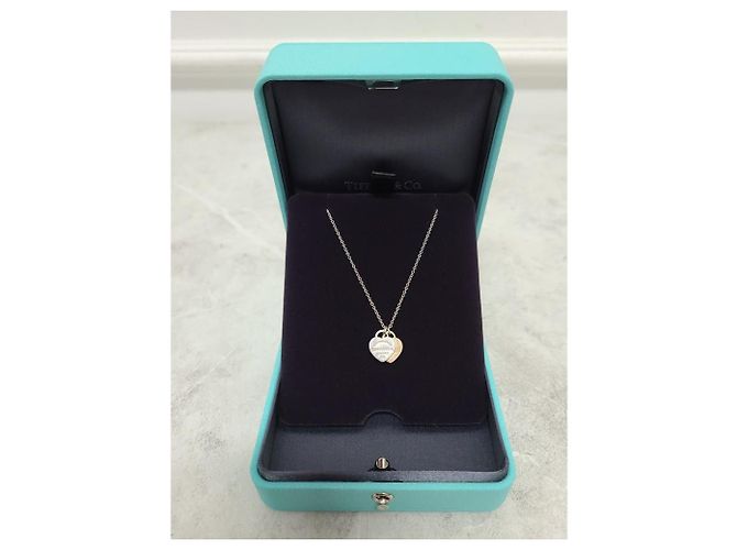 Tiffany & Co Mini Collana con Pendente a Doppio Cuore in Argento e Oro Rosa - vista 6