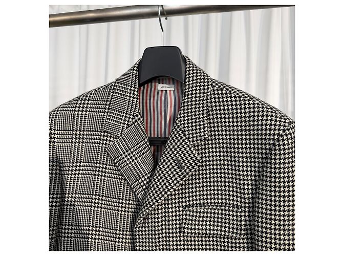 Thom Browne Glen Houndstooth RWB Wool Coat Multiple colors - view 3