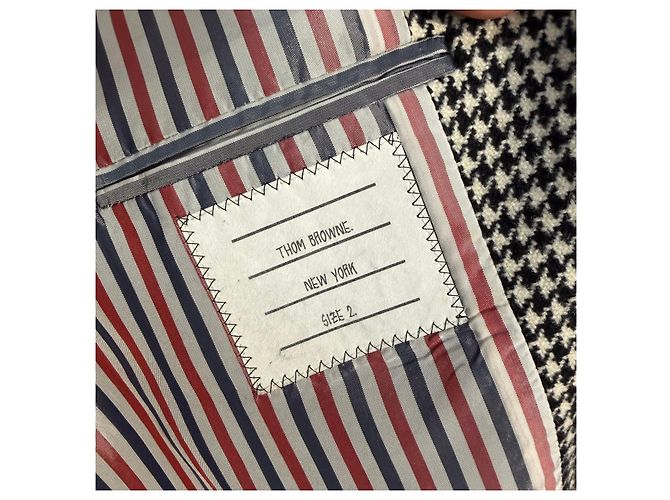 Thom Browne Glen Houndstooth RWB Wool Coat Multiple colors - view 8