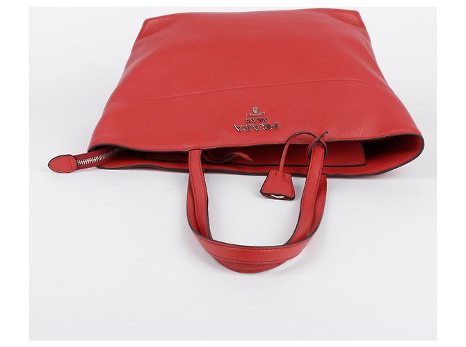 Prada Rote Vitello Phoenix Leder Tote und Schultertasche - Ansicht 14