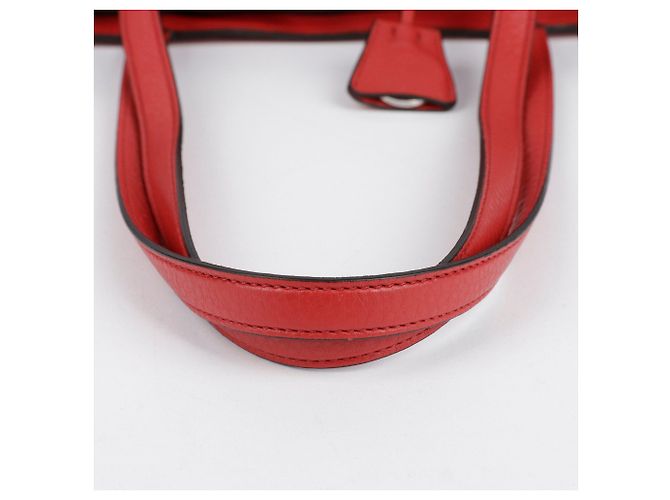 Prada Rote Vitello Phoenix Leder Tote und Schultertasche - Ansicht 15