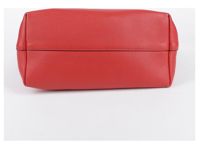 Prada Rote Vitello Phoenix Leder Tote und Schultertasche - Ansicht 17