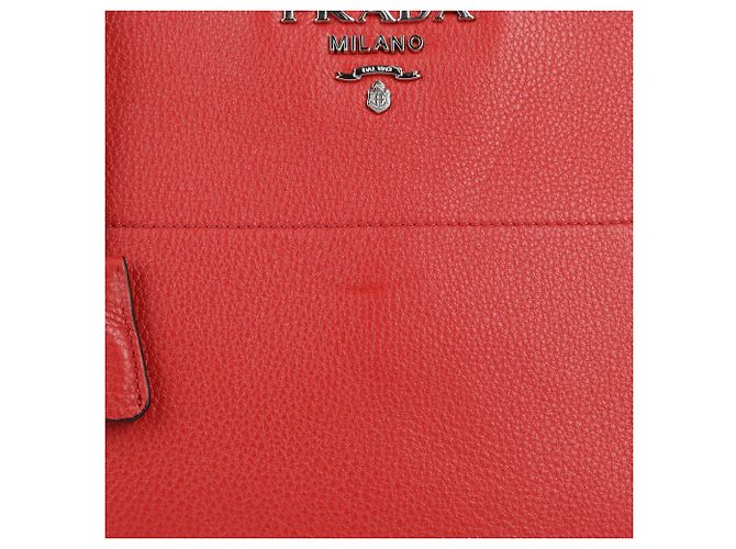 Prada Rote Vitello Phoenix Leder Tote und Schultertasche - Ansicht 3