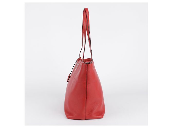 Prada Rote Vitello Phoenix Leder Tote und Schultertasche - Ansicht 7