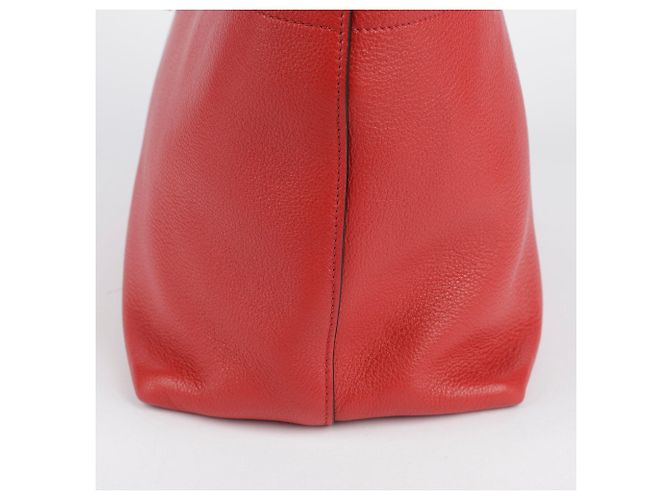 Prada Rote Vitello Phoenix Leder Tote und Schultertasche - Ansicht 8
