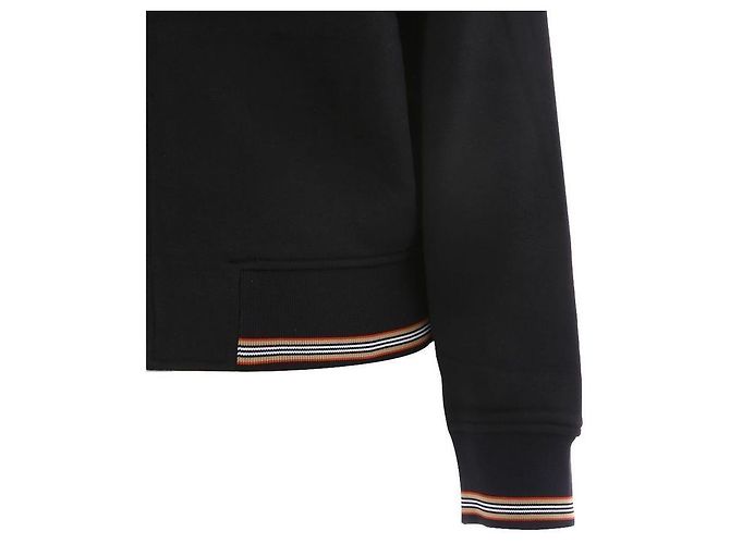 Burberry Schwarzer Kapuzenpullover mit Reißverschluss und Monogramm-Motiv - Ansicht 10