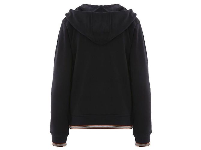 Burberry Schwarzer Kapuzenpullover mit Reißverschluss und Monogramm-Motiv - Ansicht 7