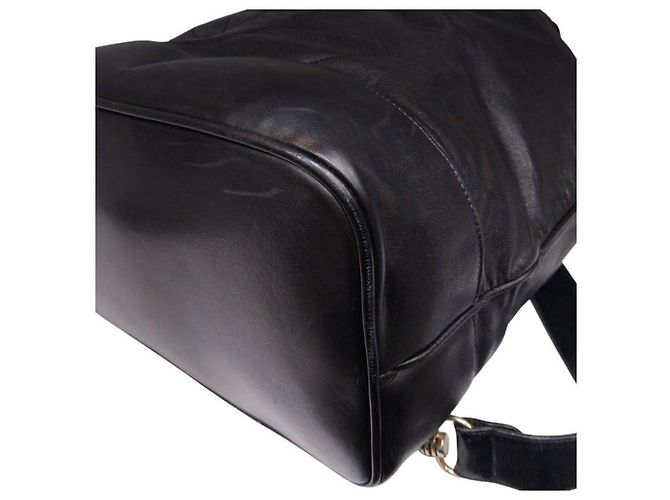 Chanel Black Lambskin CC Logo Drawstring Sling Bag Backpack - view 9