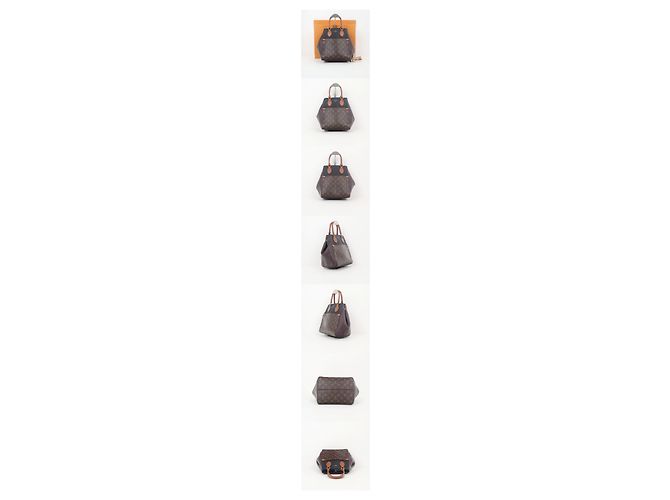 Louis Vuitton Borsa Tote MM in tela monogramma nero, bordeaux e crema - vista 2