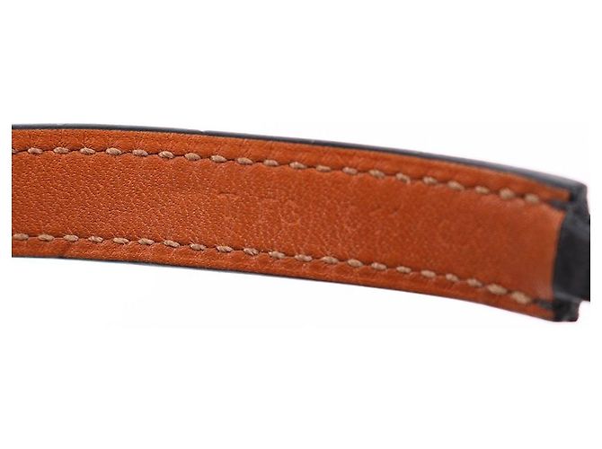 Hermès Pulsera doble reversible en cuero negro - vista 7