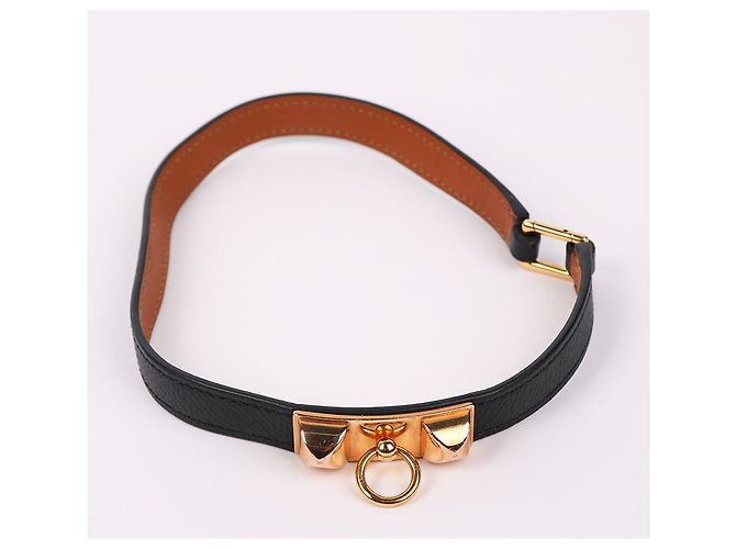 Hermès Pulsera doble reversible en cuero negro - vista 9
