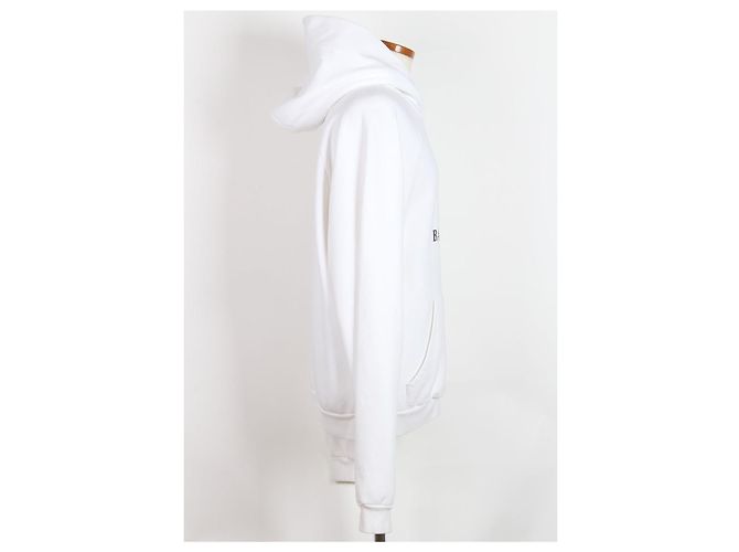 Balenciaga Kapuzen-Fleece-T-Shirt Weiß - Ansicht 4