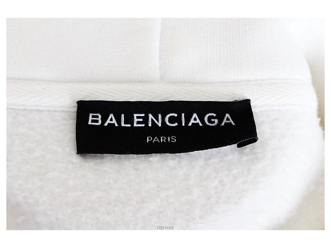 Balenciaga Kapuzen-Fleece-T-Shirt Weiß - Ansicht 6