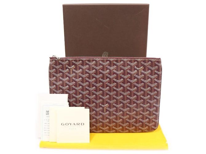 Clutch Senat MM in tela Goyard bordeaux Rosso - vista 2