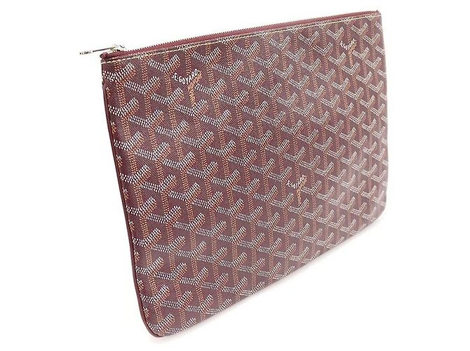 Clutch Senat MM in tela Goyard bordeaux Rosso - vista 3