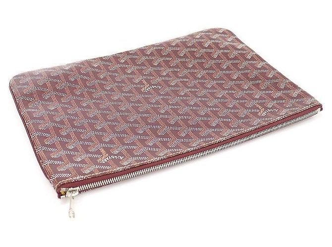 Clutch Senat MM in tela Goyard bordeaux Rosso - vista 4