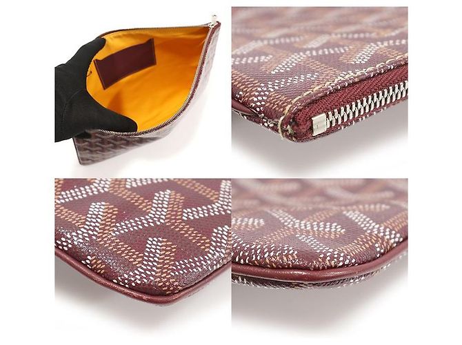 Clutch Senat MM in tela Goyard bordeaux Rosso - vista 6