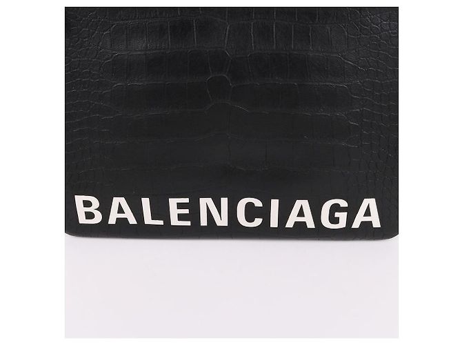 Balenciaga Crocodile Pattern Large Clutch Bag Black - view 2