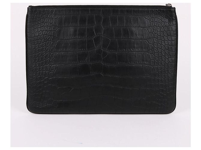 Balenciaga Crocodile Pattern Large Clutch Bag Black - view 5