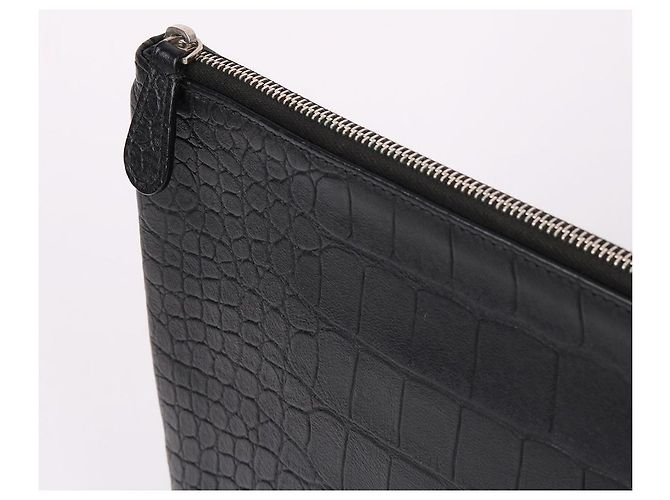 Balenciaga Crocodile Pattern Large Clutch Bag Black - view 6