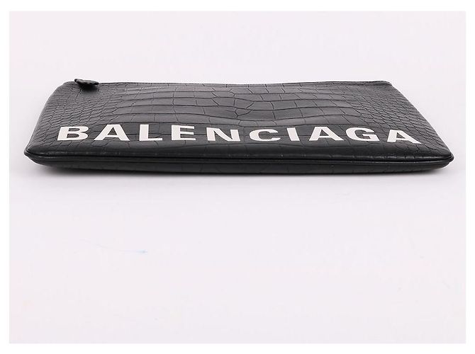 Balenciaga Crocodile Pattern Large Clutch Bag Black - view 8