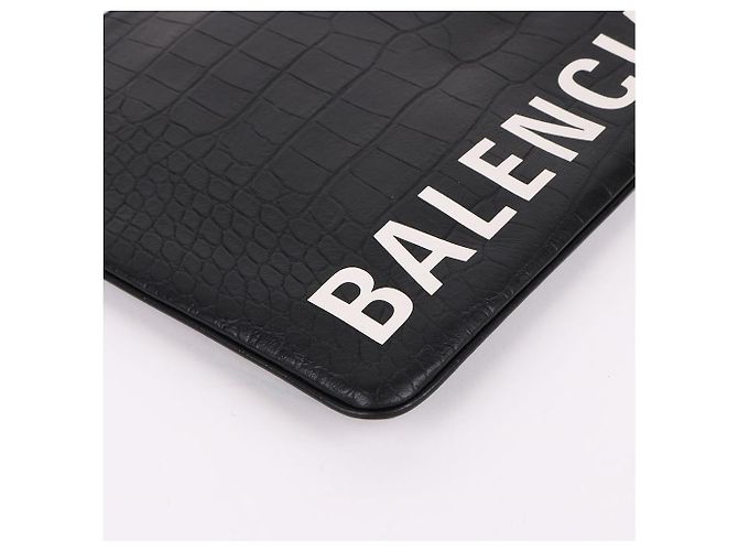 Balenciaga Crocodile Pattern Large Clutch Bag Black - view 9
