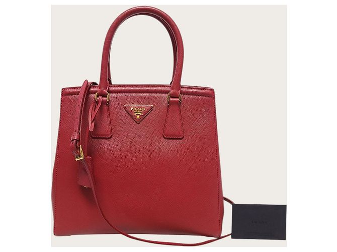 Prada Rote Saffiano Lux Tote Schultertasche - Ansicht 7