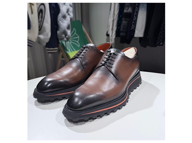 Louis Vuitton Mocassino Derby Clipper in pelle di vitello Cognac Brown Marrone - vista 2