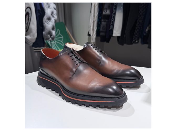 Louis Vuitton Mocassino Derby Clipper in pelle di vitello Cognac Brown Marrone - vista 4