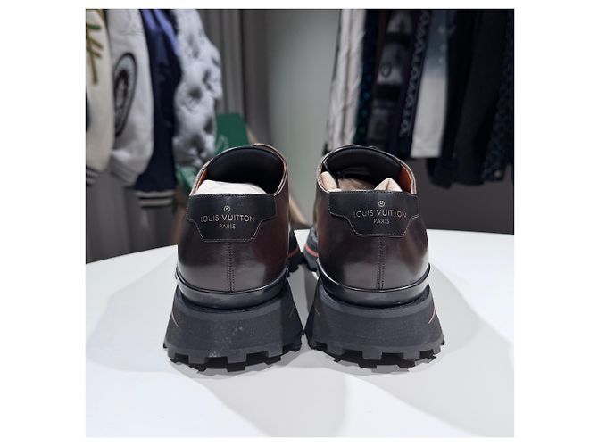Louis Vuitton Mocassino Derby Clipper in pelle di vitello Cognac Brown Marrone - vista 5
