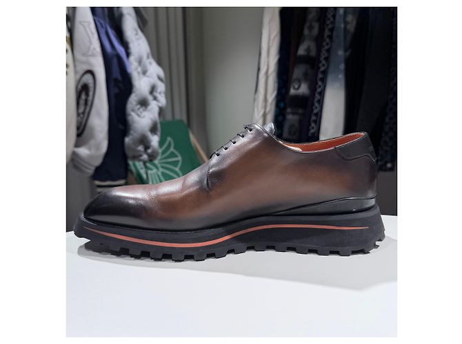 Louis Vuitton Mocassino Derby Clipper in pelle di vitello Cognac Brown Marrone - vista 7