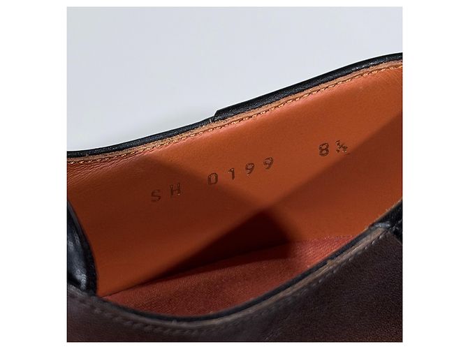 Louis Vuitton Mocassino Derby Clipper in pelle di vitello Cognac Brown Marrone - vista 9