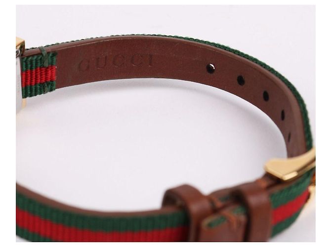 Gucci Reloj de mujer cuadrado con correa de tres líneas chapado en oro Multicolor - vista 10