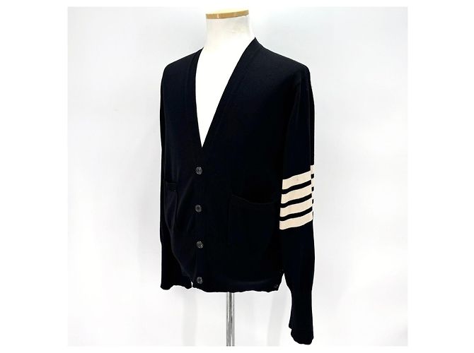 Thom Browne Diagonal Armband Mr. Tom Merinowolle Cardigan Schwarz - Ansicht 5