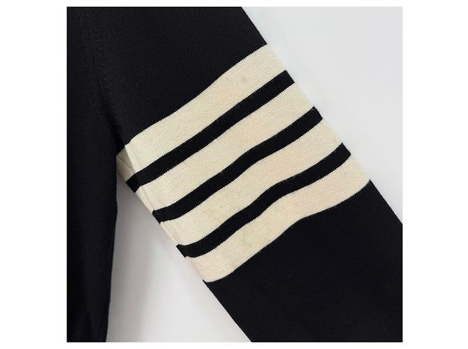 Thom Browne Diagonal Armband Mr. Tom Merinowolle Cardigan Schwarz - Ansicht 7