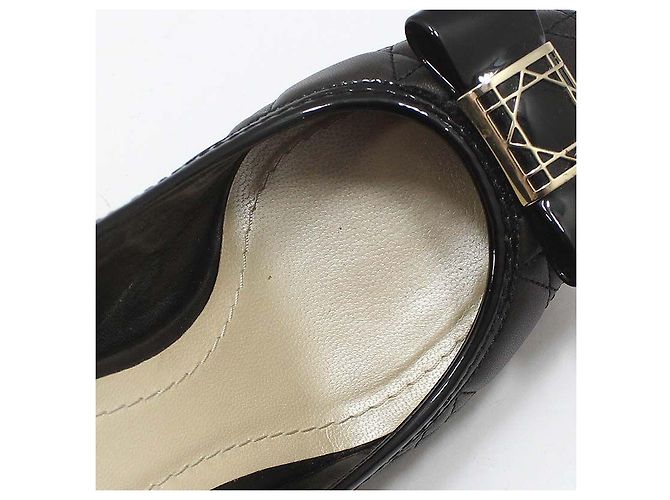 Dior Décolleté con fiocco in pelle cannage trapuntata nera Nero - vista 11
