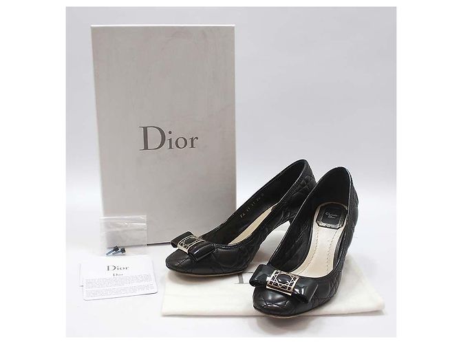 Dior Décolleté con fiocco in pelle cannage trapuntata nera Nero - vista 2