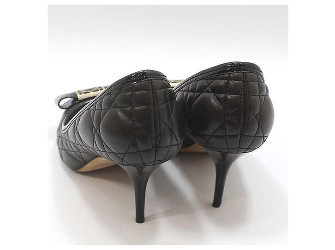 Dior Décolleté con fiocco in pelle cannage trapuntata nera Nero - vista 5