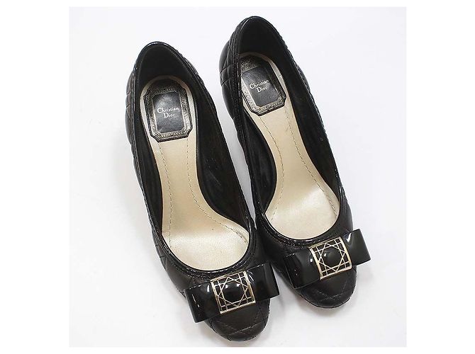 Dior Décolleté con fiocco in pelle cannage trapuntata nera Nero - vista 7