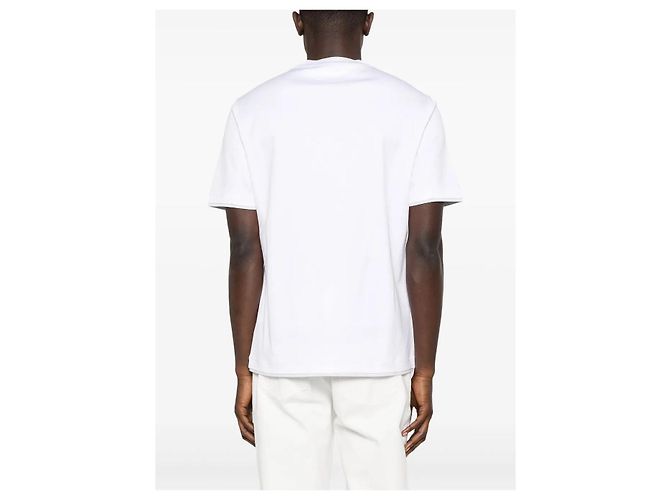 Brunello Cucinelli Double Layer Stitch T-Shirt with Logo Embroidery Blue - view 9