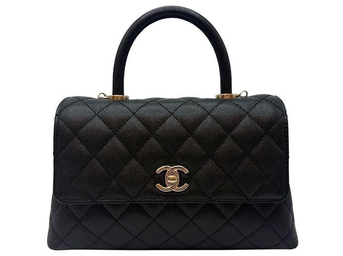 Chanel Borsa con patta piccola Caviar Coco Handle Black Nero - vista 2