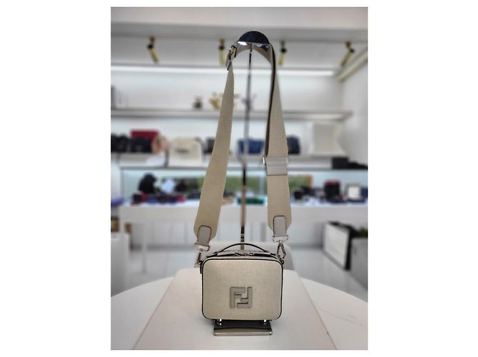 Fendi Borsa a tracolla e crossbody in tela con logo FF Bianco - vista 11