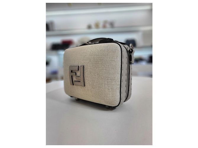 Fendi Borsa a tracolla e crossbody in tela con logo FF Bianco - vista 13