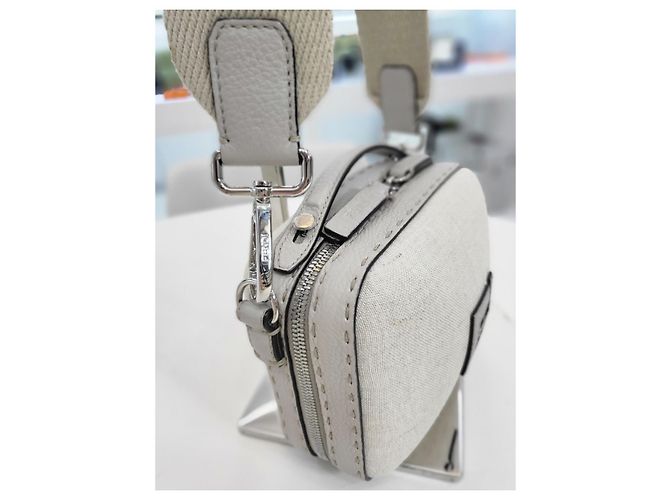 Fendi Borsa a tracolla e crossbody in tela con logo FF Bianco - vista 19