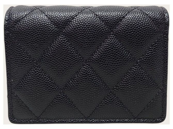 Chanel Portacarte con patta a soffietto e catena in pelle caviar nera Nero - vista 5