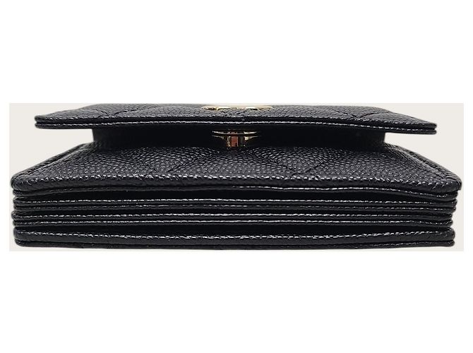 Chanel Portacarte con patta a soffietto e catena in pelle caviar nera Nero - vista 6